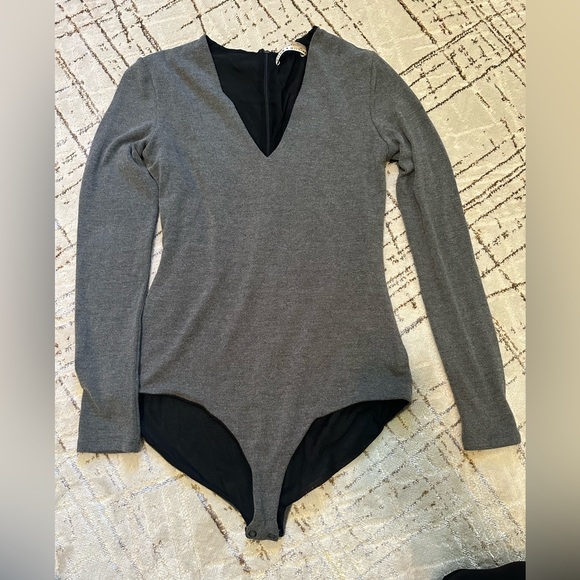 Alice + Olivia Tops - Alice + Olivia Gray Zip Bodysuit
